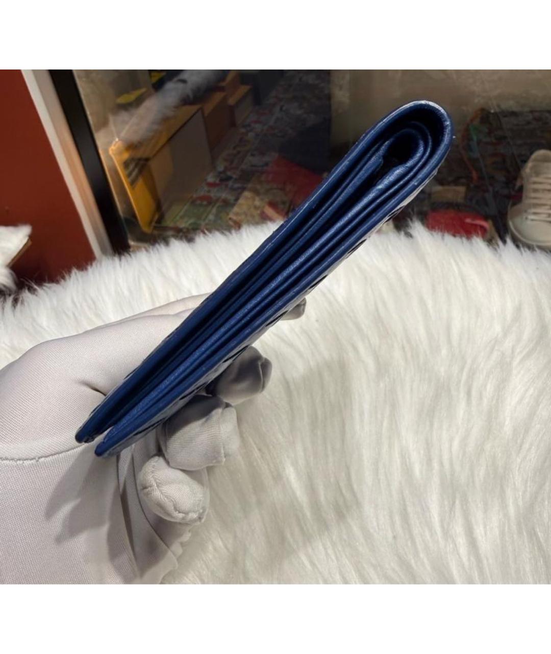 BOTTEGA VENETA Темно-синий кожаный кошелек, фото 7