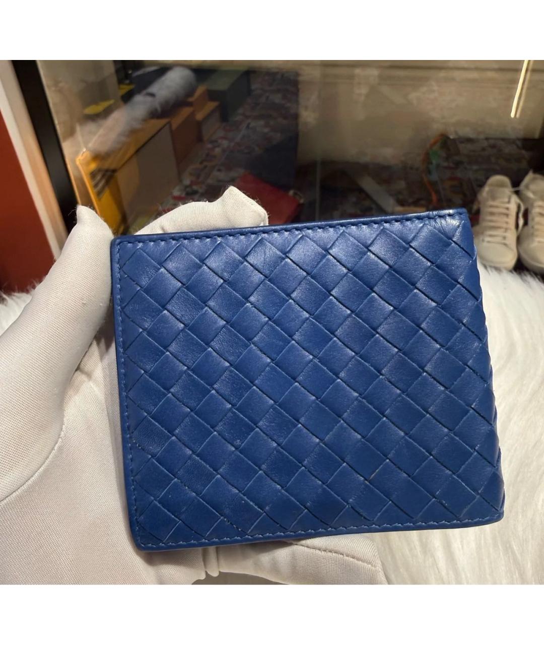 BOTTEGA VENETA Темно-синий кожаный кошелек, фото 2