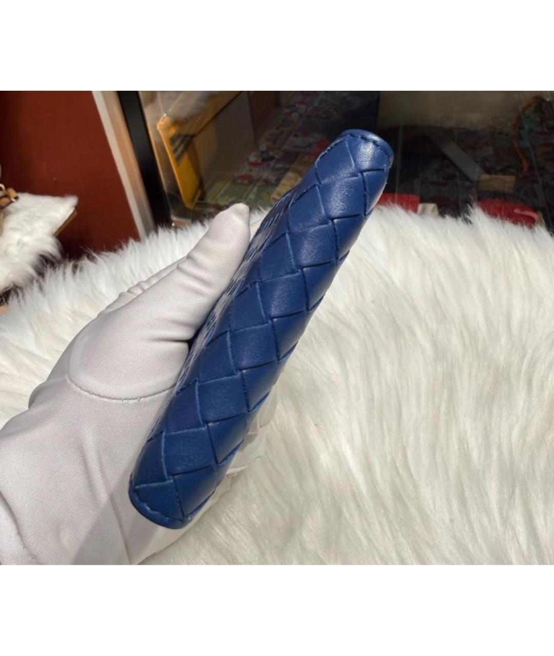 BOTTEGA VENETA Темно-синий кожаный кошелек, фото 4