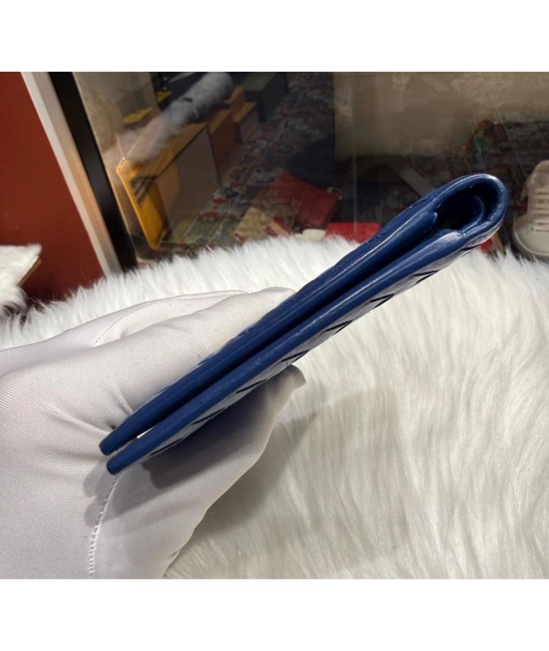 BOTTEGA VENETA Темно-синий кожаный кошелек, фото 6