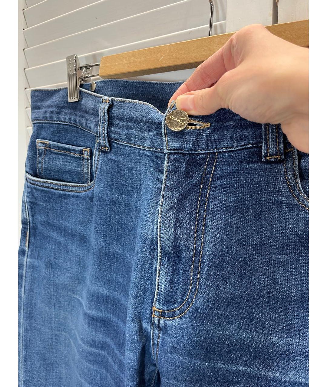 CANALI Темно-синие хлопко-эластановые прямые джинсы, фото 2