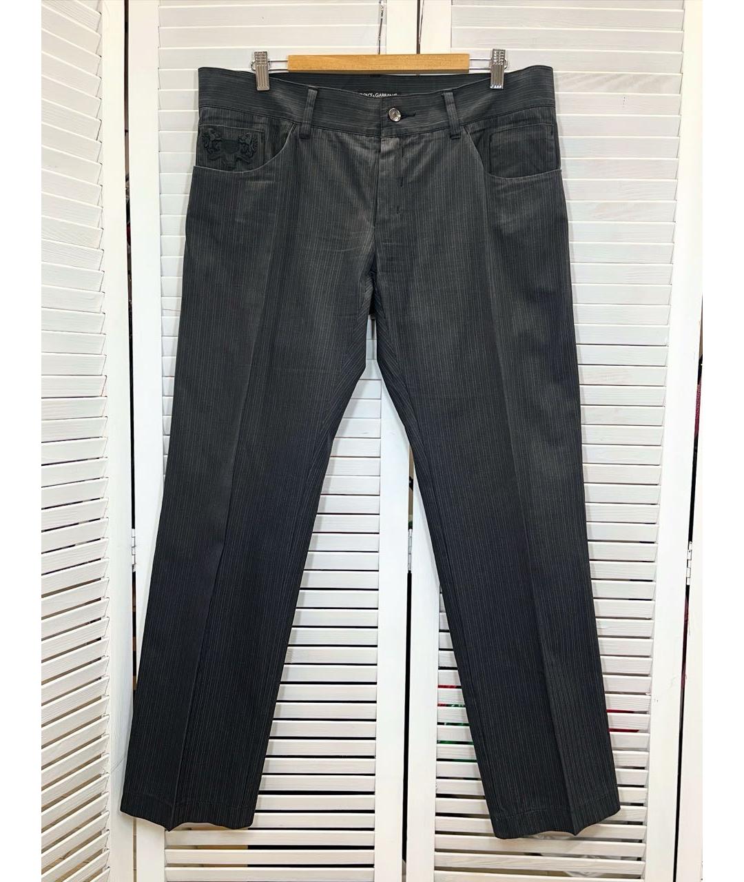 DOLCE&GABBANA Серые хлопко-эластановые повседневные брюки, фото 8