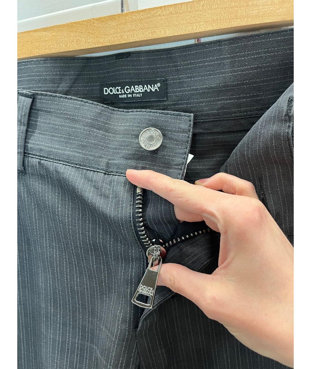 DOLCE&GABBANA Серые хлопко-эластановые повседневные брюки, фото 2