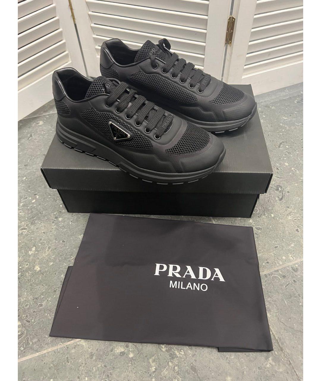 PRADA Черные низкие кроссовки / кеды, фото 2