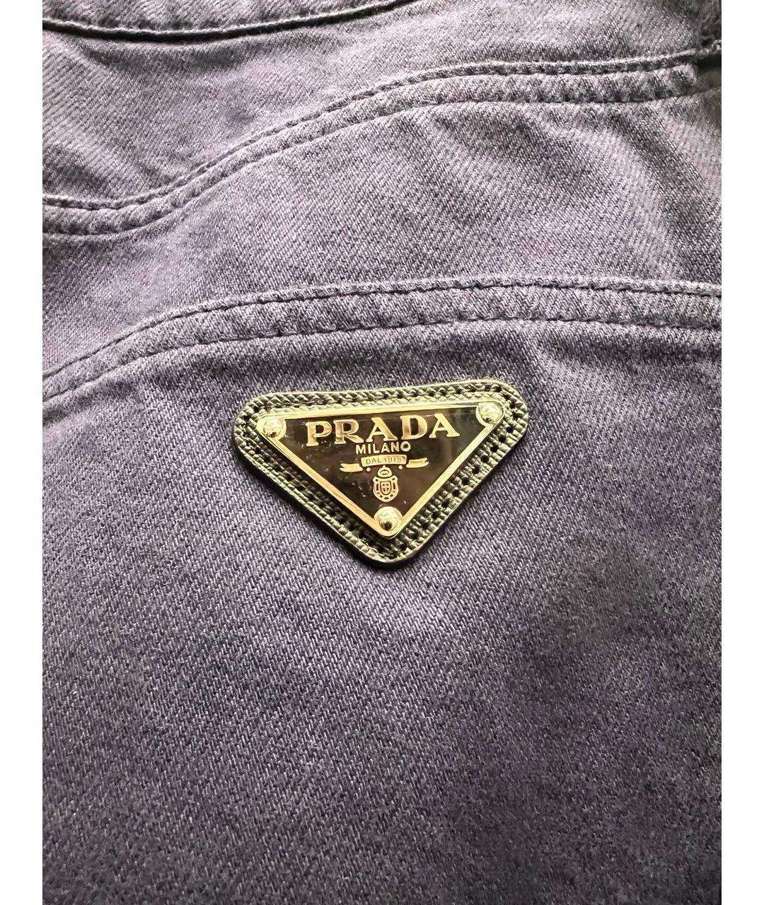 PRADA Темно-синие хлопковые прямые джинсы, фото 5