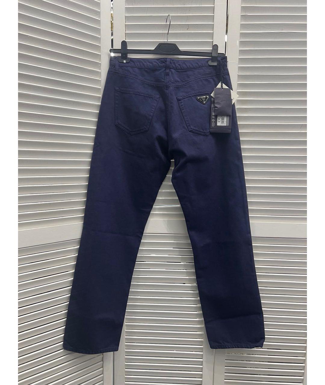 PRADA Темно-синие хлопковые прямые джинсы, фото 2