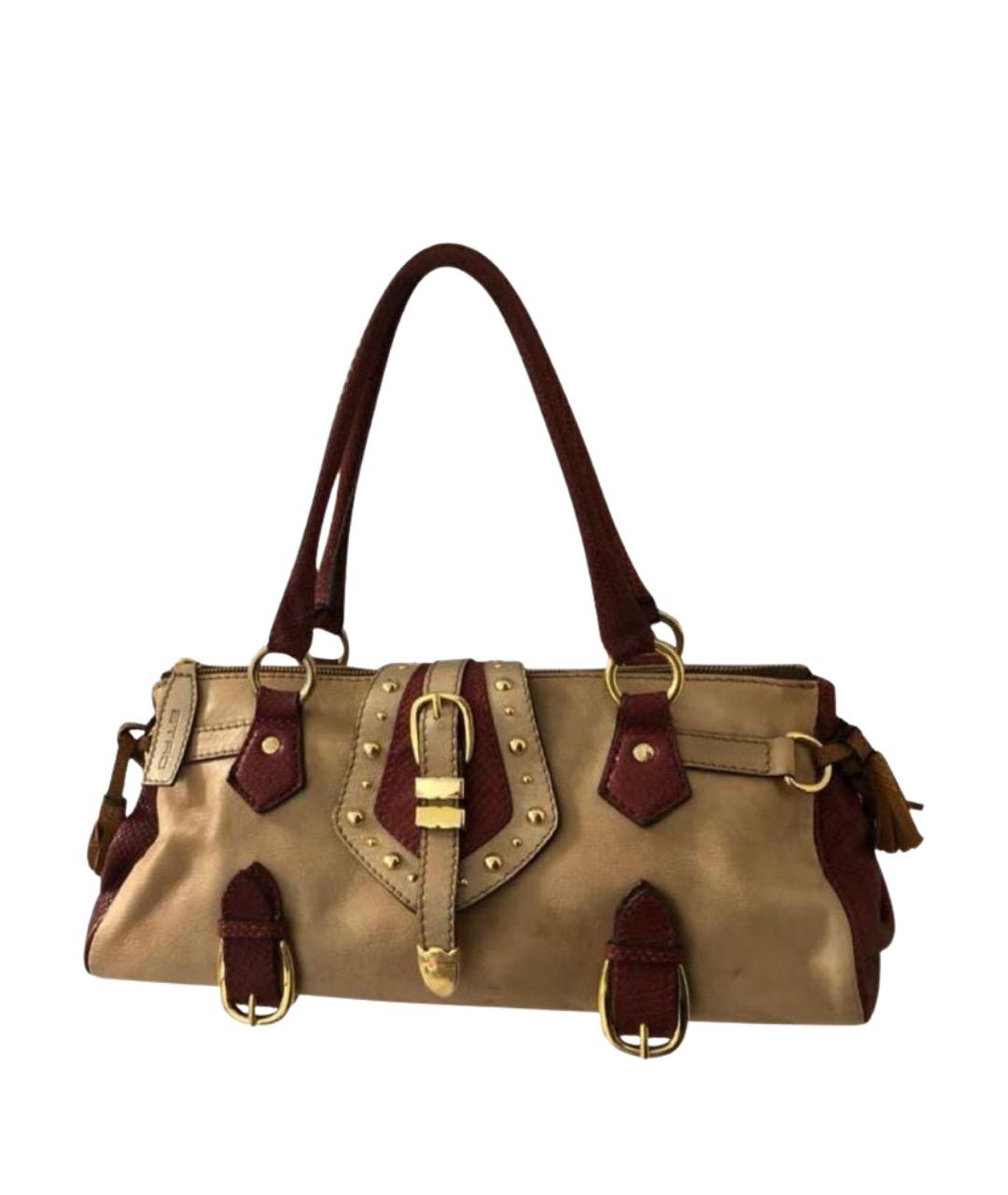 ETRO Бежевая кожаная сумка с короткими ручками, фото 1