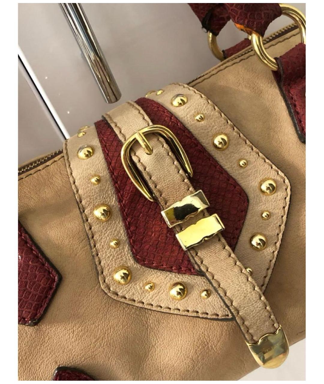 ETRO Бежевая кожаная сумка с короткими ручками, фото 3