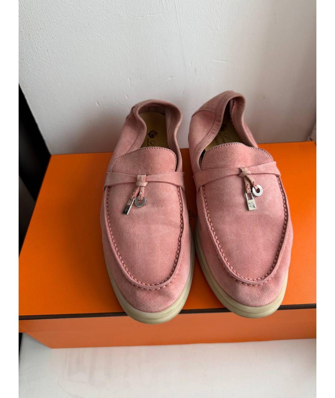 LORO PIANA Розовые замшевые лоферы, фото 3