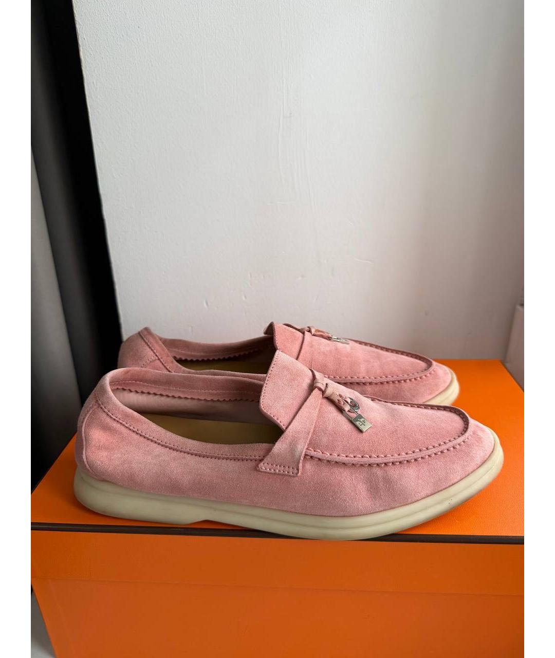 LORO PIANA Розовые замшевые лоферы, фото 2