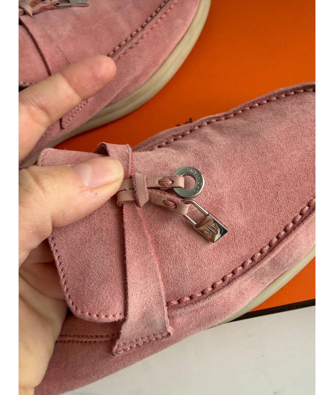 LORO PIANA Розовые замшевые лоферы, фото 6