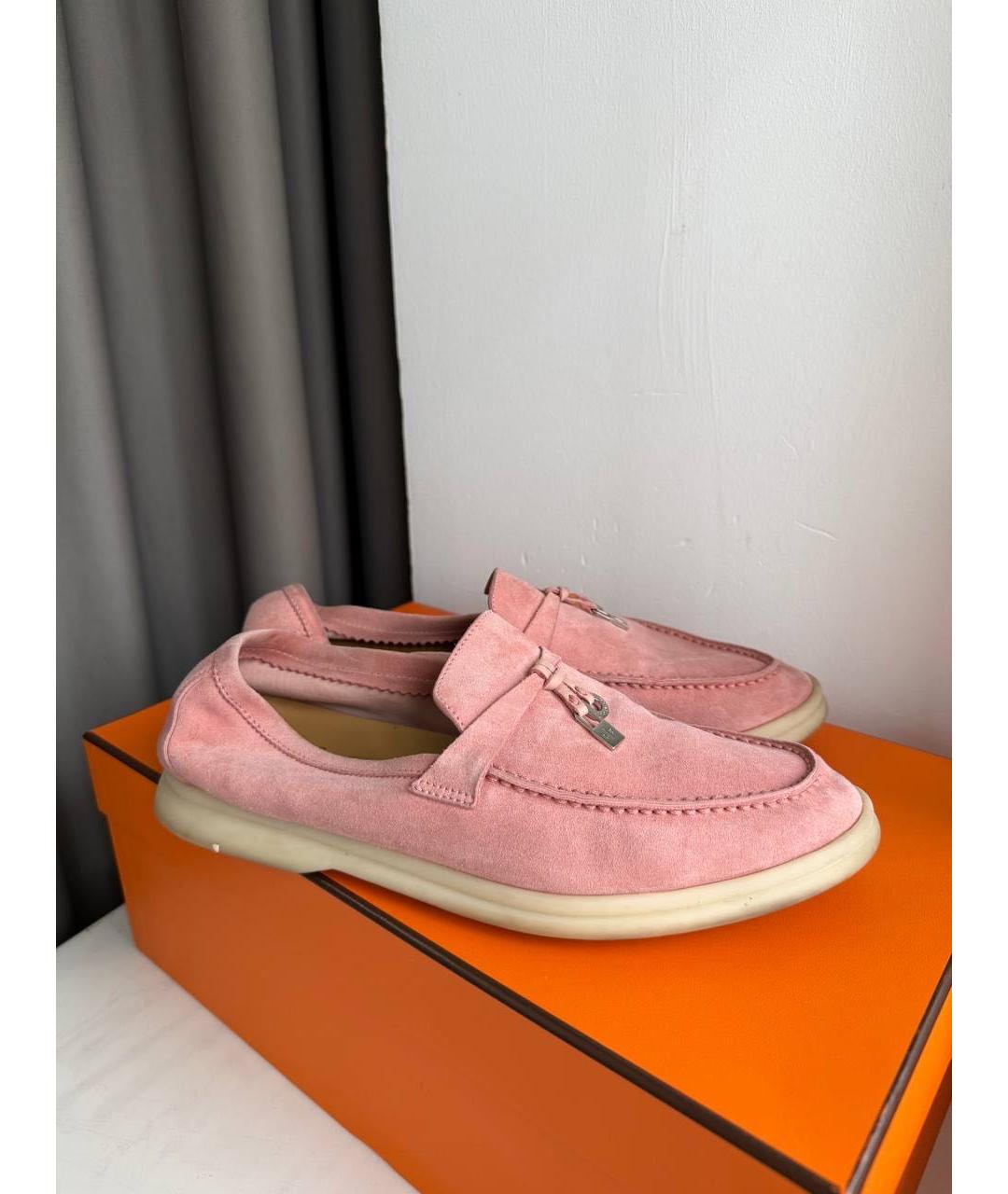 LORO PIANA Розовые замшевые лоферы, фото 5