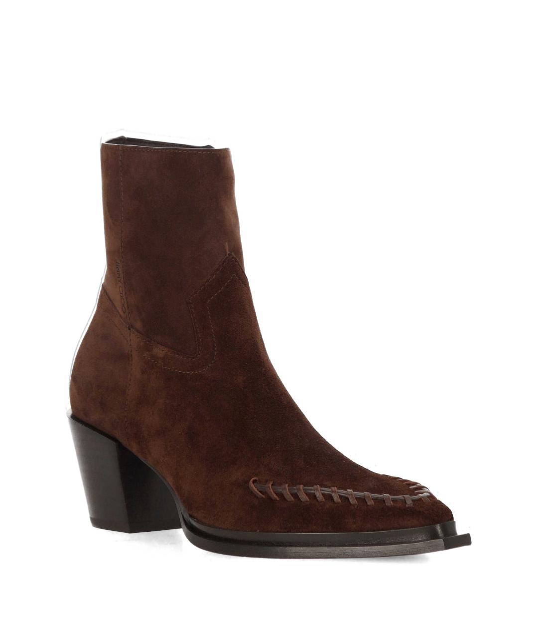 JIMMY CHOO Коричневые замшевые ботильоны, фото 2