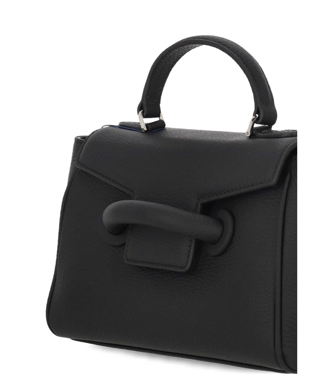 VASIC Черная кожаная сумка с короткими ручками, фото 4