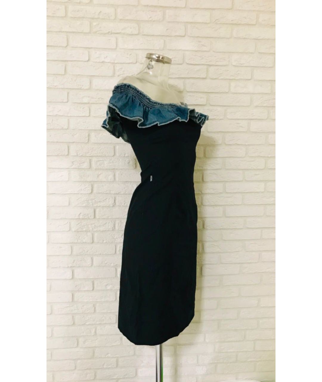 MOSCHINO Черное хлопко-эластановое повседневное платье, фото 2