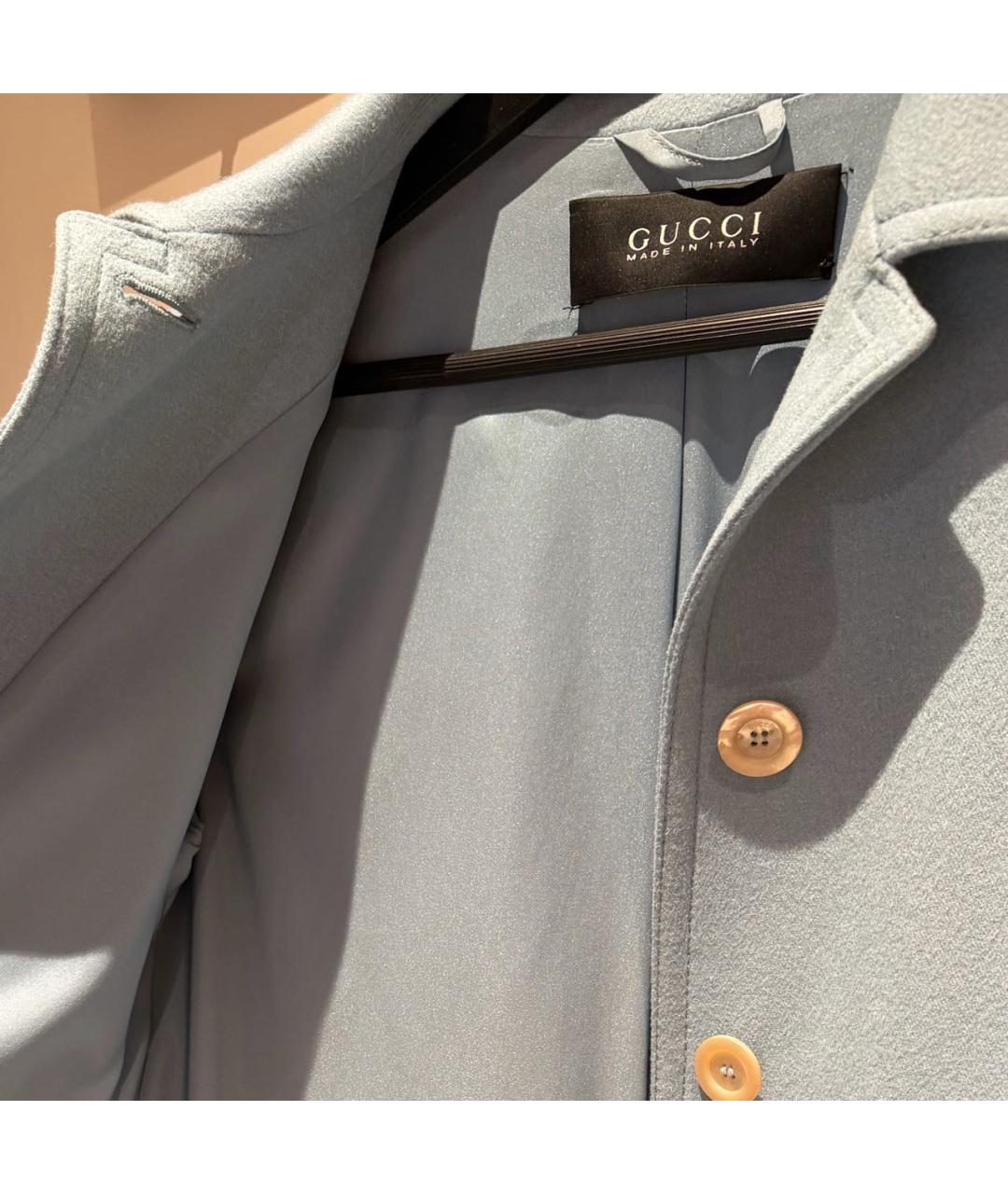GUCCI Голубое шерстяное пальто, фото 3