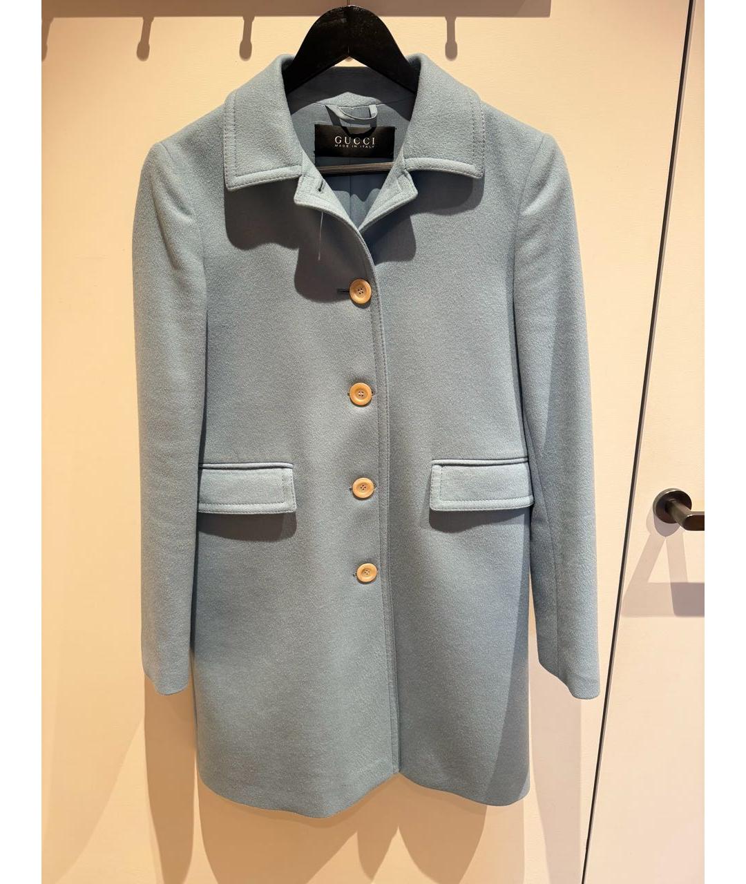 GUCCI Голубое шерстяное пальто, фото 7