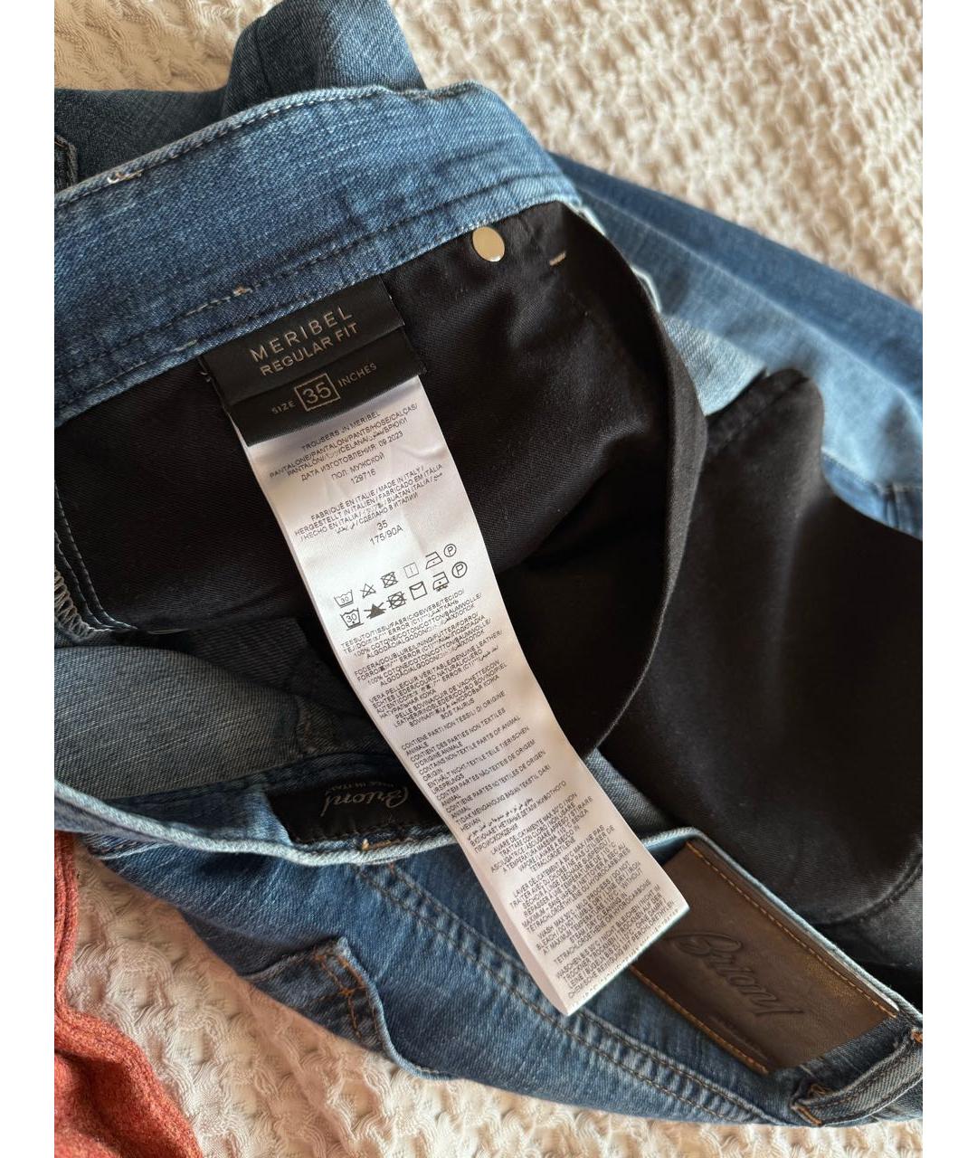 BRIONI Голубые хлопковые прямые джинсы, фото 8