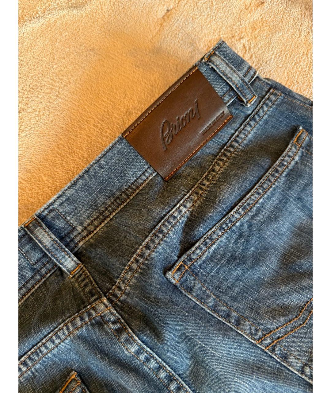 BRIONI Голубые хлопковые прямые джинсы, фото 5