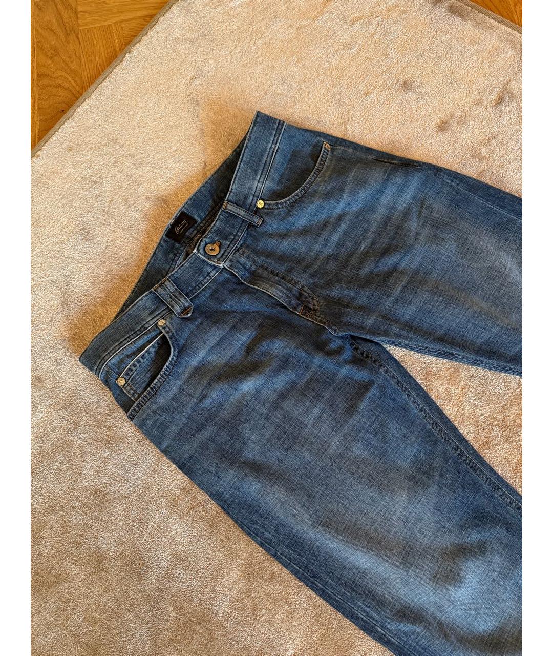 BRIONI Голубые хлопковые прямые джинсы, фото 7