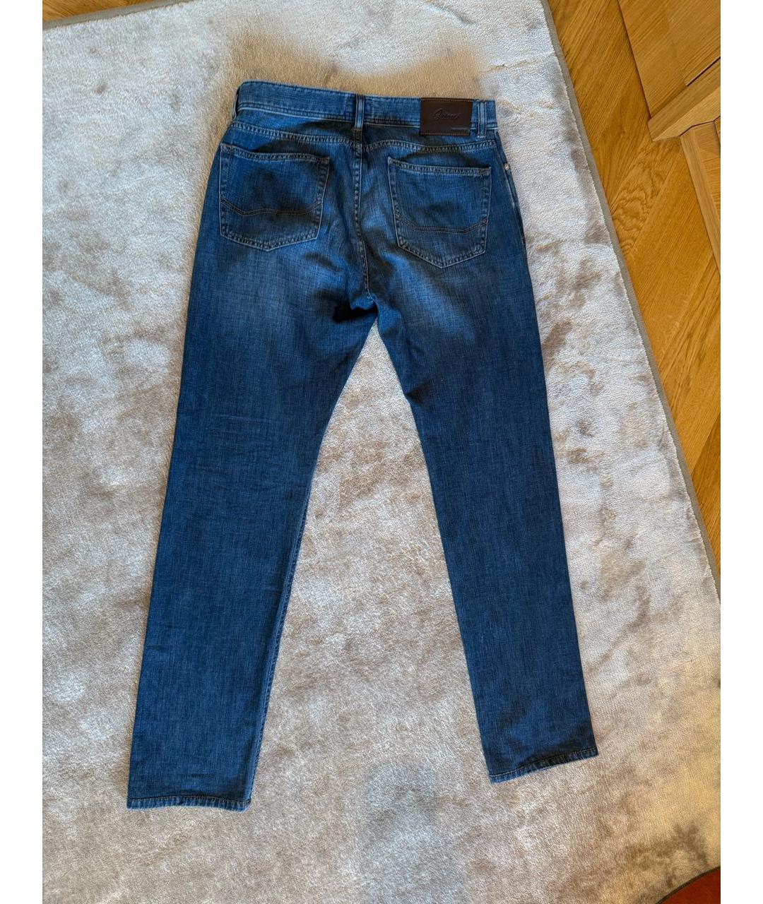 BRIONI Голубые хлопковые прямые джинсы, фото 2