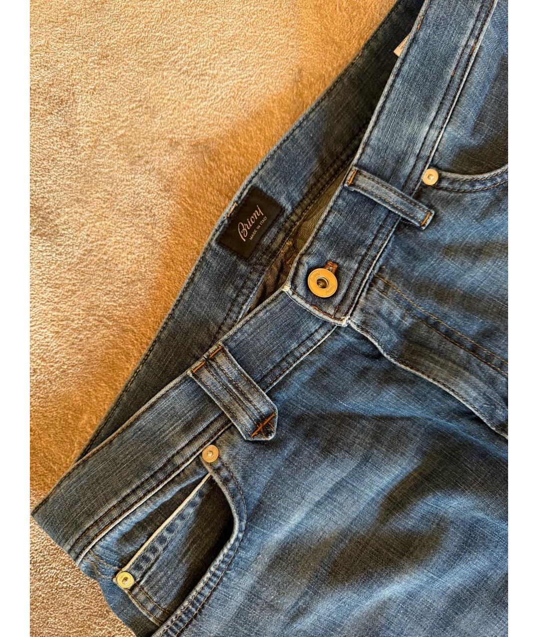 BRIONI Голубые хлопковые прямые джинсы, фото 3
