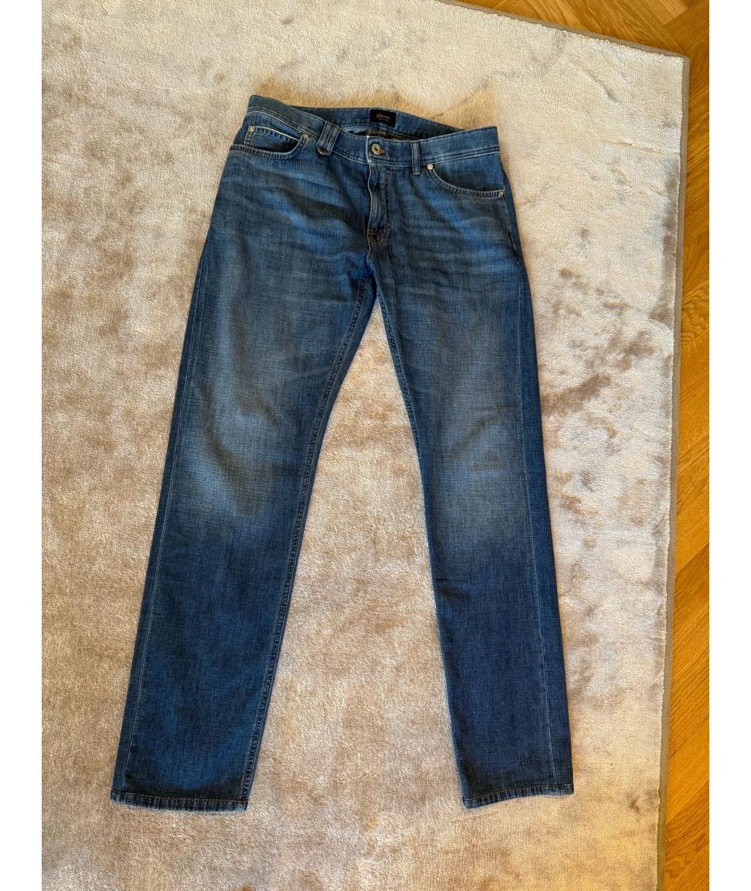 BRIONI Голубые хлопковые прямые джинсы, фото 9