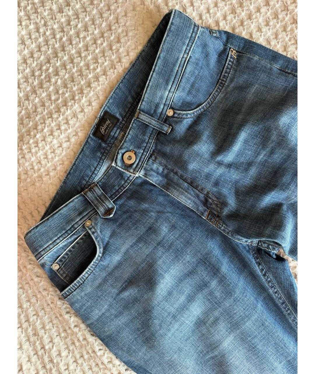 BRIONI Голубые хлопковые прямые джинсы, фото 6