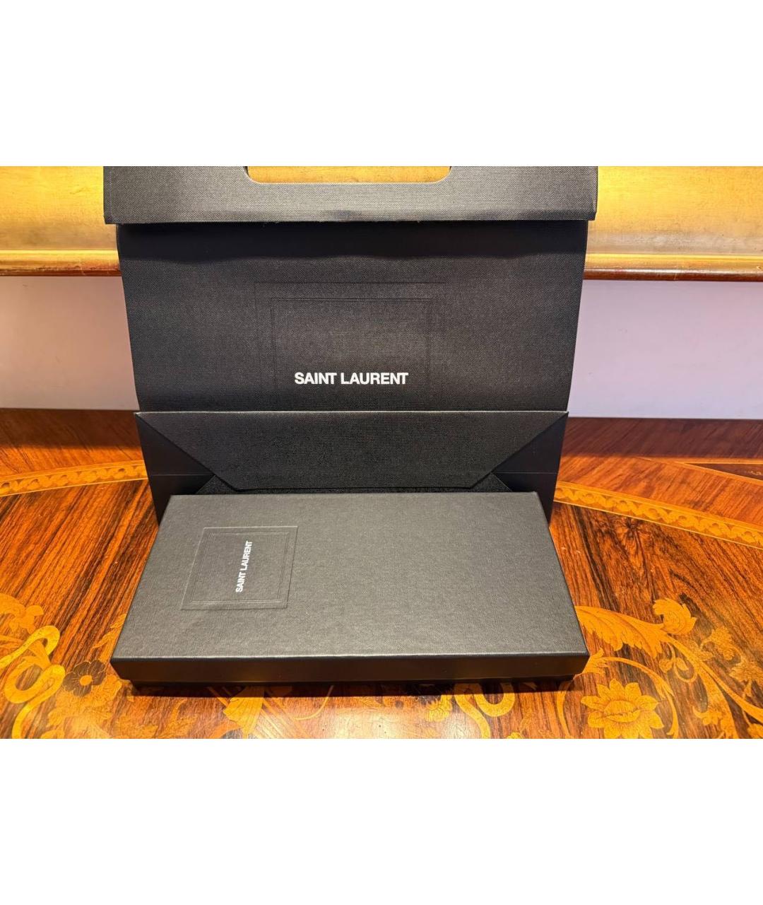 SAINT LAURENT Черные кожаные перчатки, фото 6