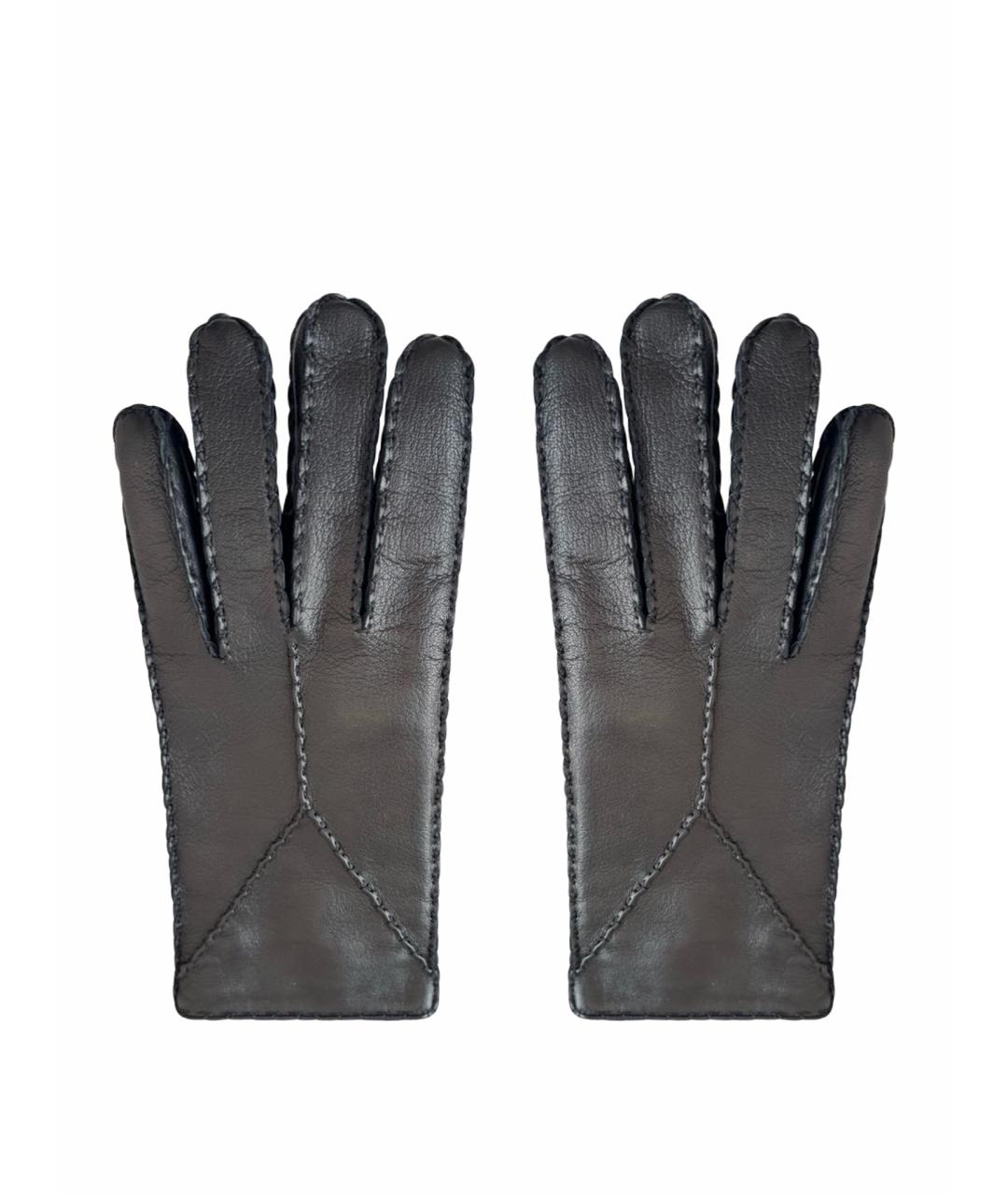SAINT LAURENT Черные кожаные перчатки, фото 1