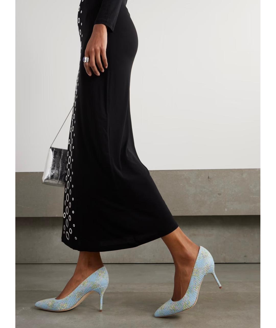 MANOLO BLAHNIK Голубые текстильные туфли, фото 2