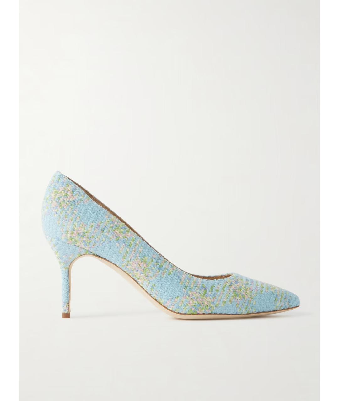 MANOLO BLAHNIK Голубые текстильные туфли, фото 5