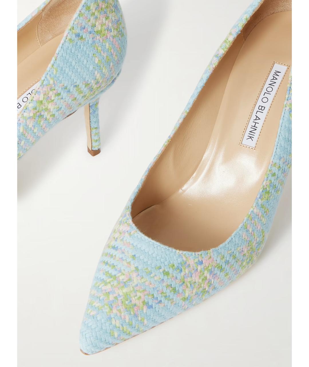 MANOLO BLAHNIK Голубые текстильные туфли, фото 3