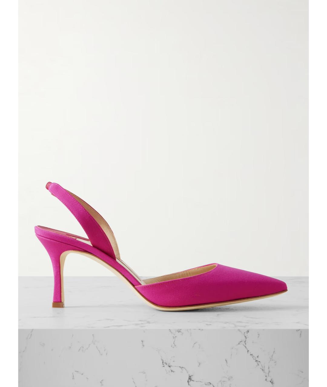 MANOLO BLAHNIK Фуксия текстильные туфли, фото 5
