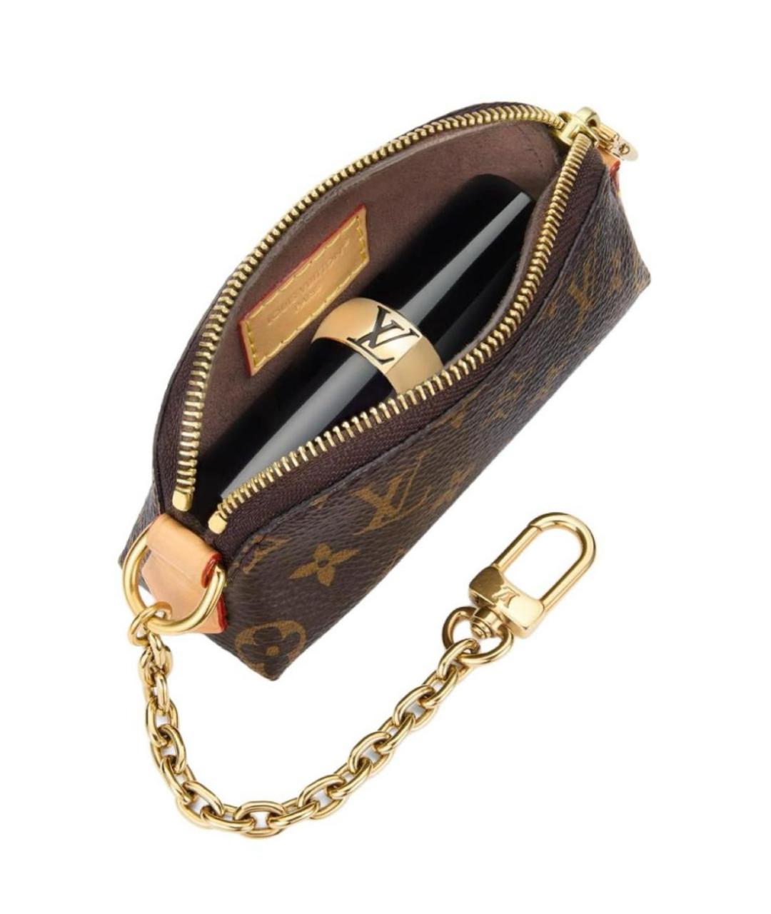 LOUIS VUITTON Коричневая кожаная косметичка, фото 5