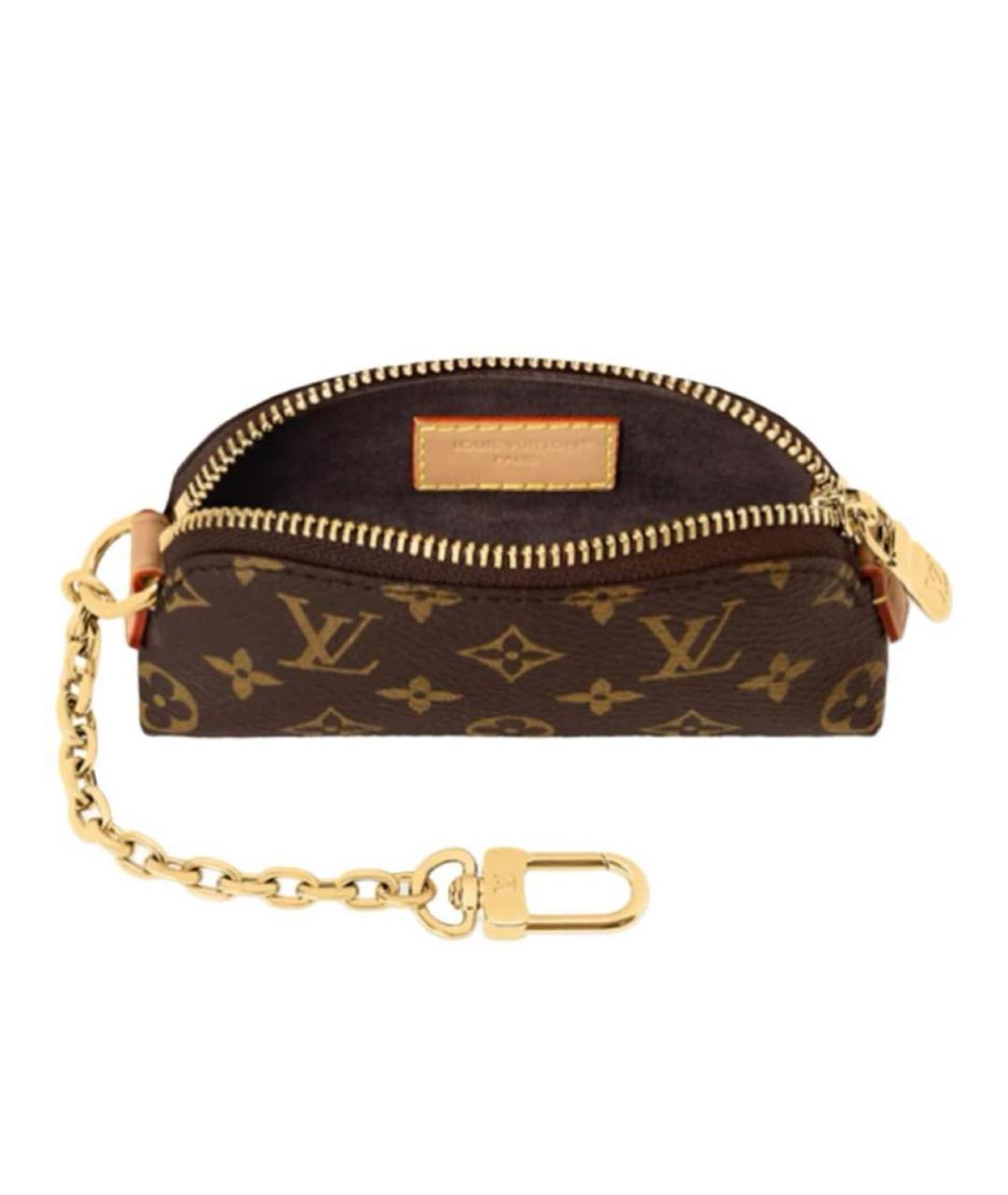 LOUIS VUITTON Коричневая кожаная косметичка, фото 4