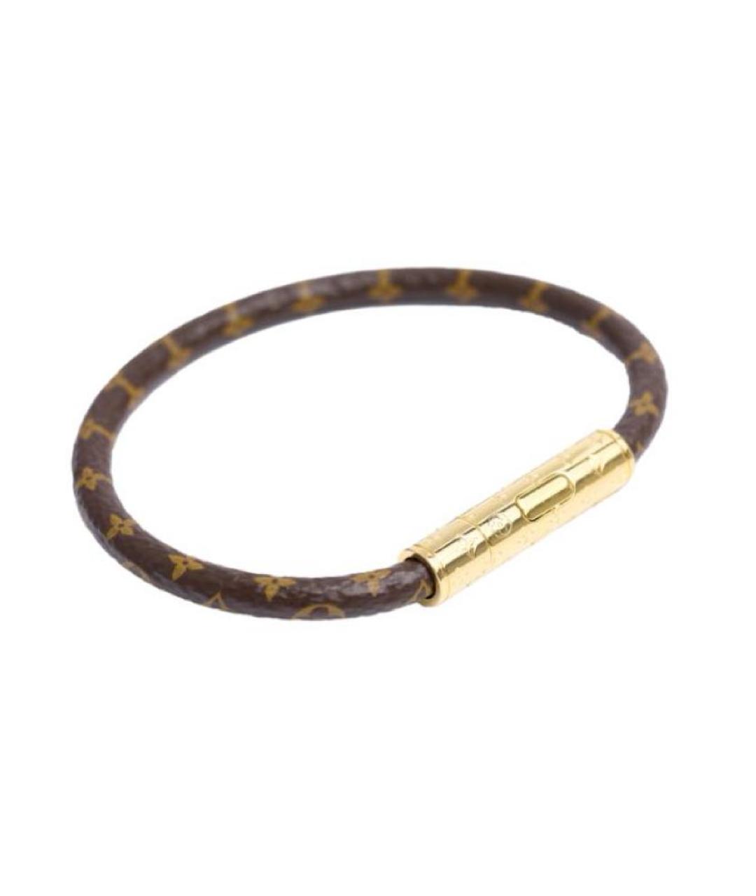LOUIS VUITTON Коричневый кожаный браслет, фото 4