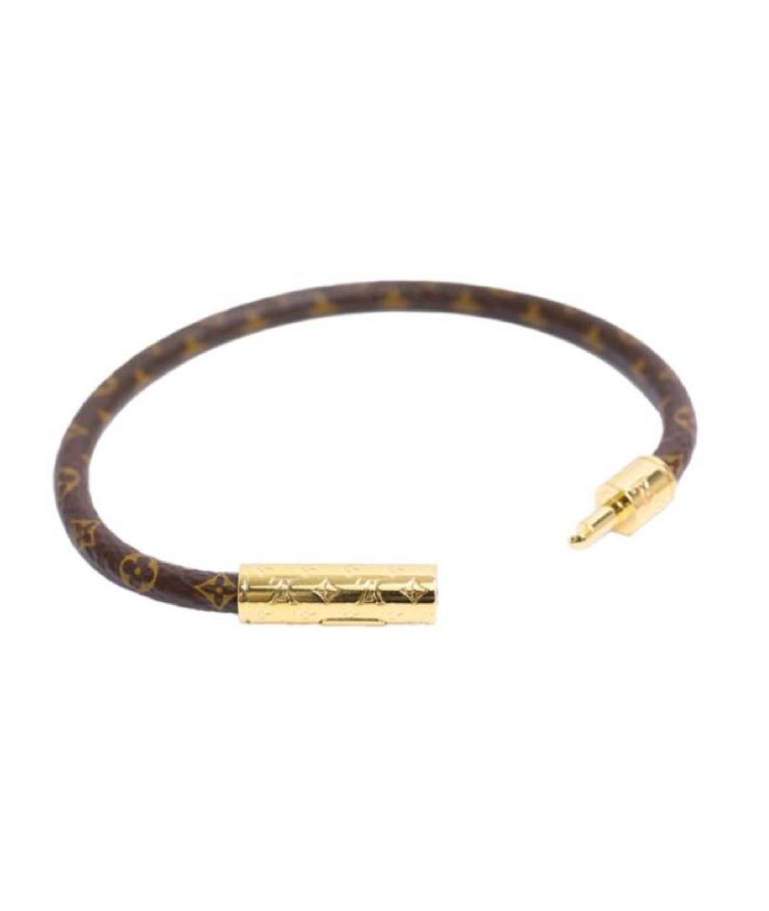 LOUIS VUITTON Коричневый кожаный браслет, фото 3