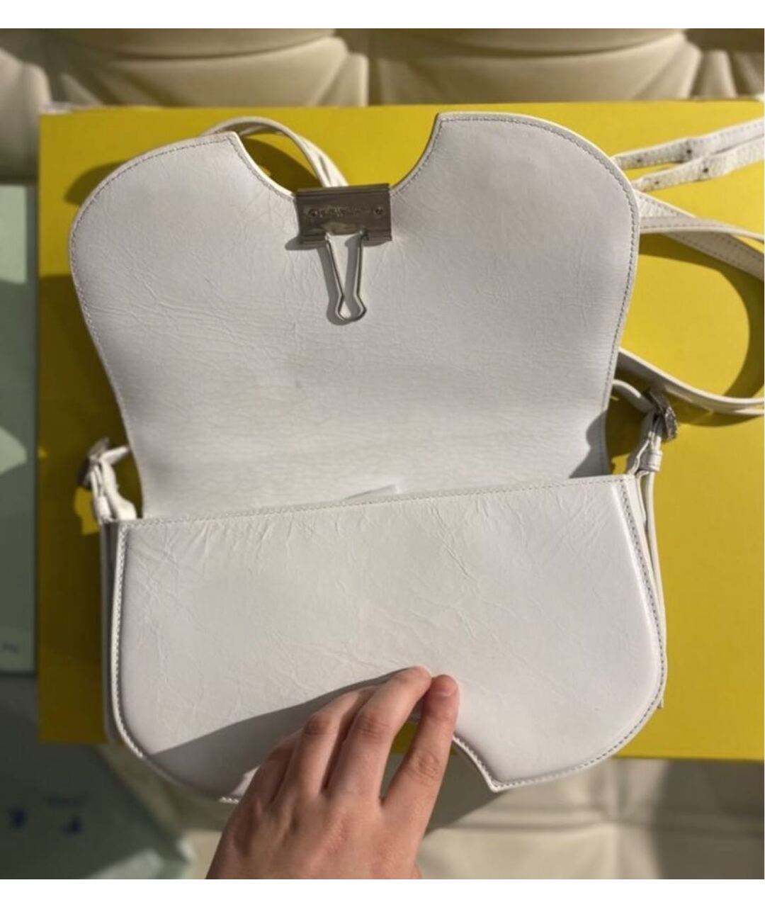 OFF-WHITE Белая кожаная сумка тоут, фото 3