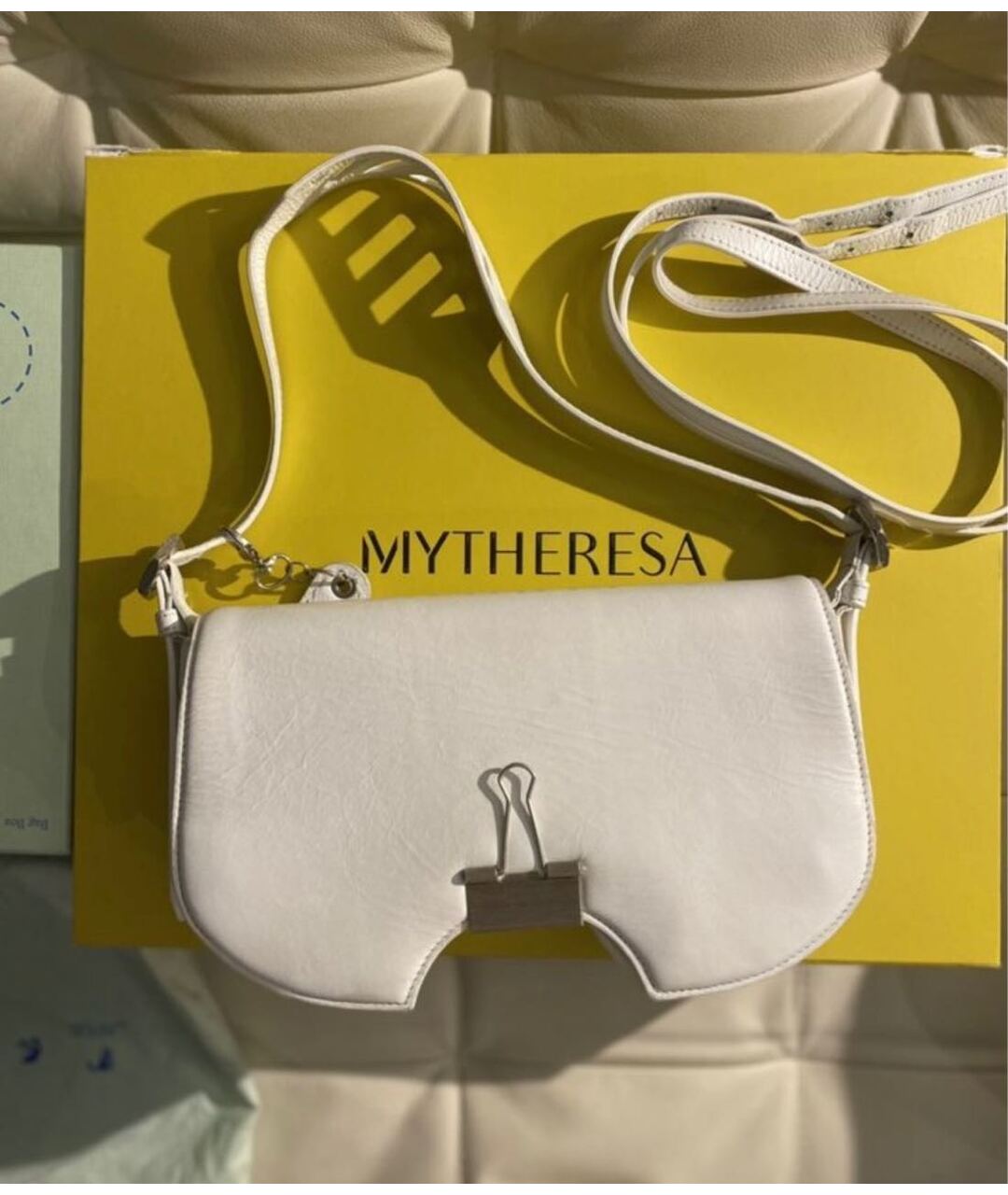 OFF-WHITE Белая кожаная сумка тоут, фото 5