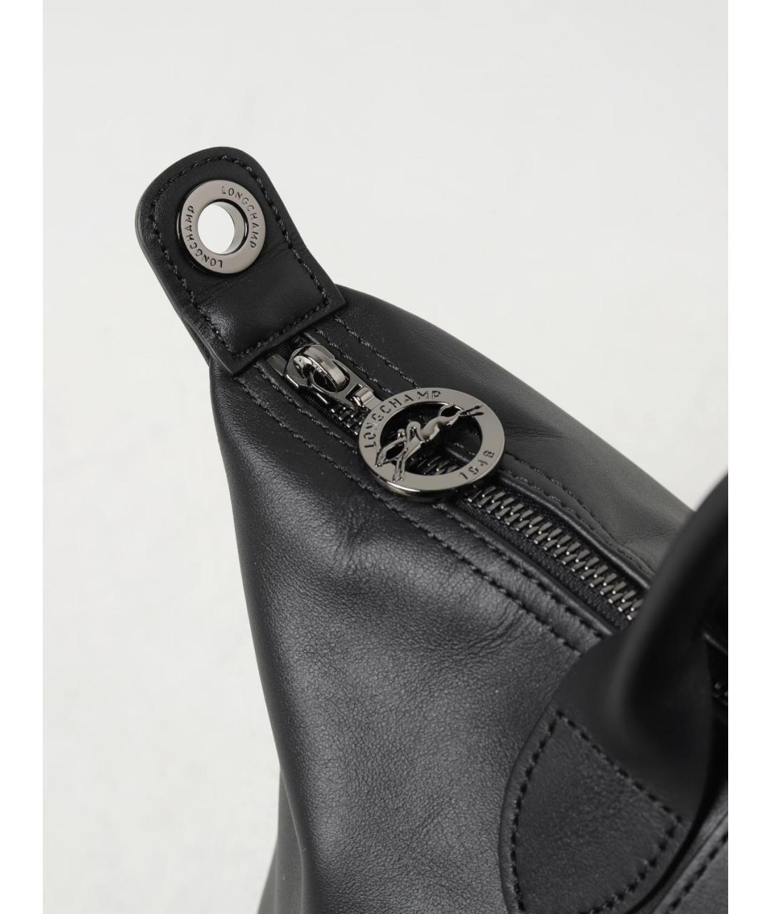 LONGCHAMP Черная кожаная сумка тоут, фото 3