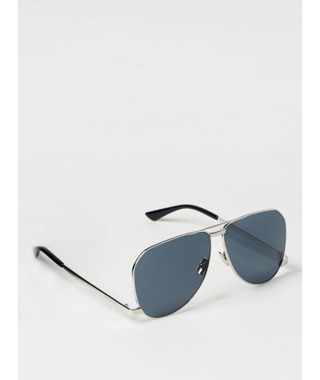 SAINT LAURENT Серебряные металлические солнцезащитные очки, фото 6