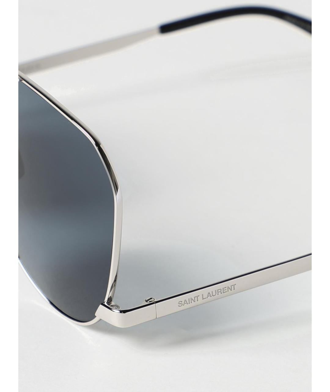 SAINT LAURENT Серебряные металлические солнцезащитные очки, фото 5