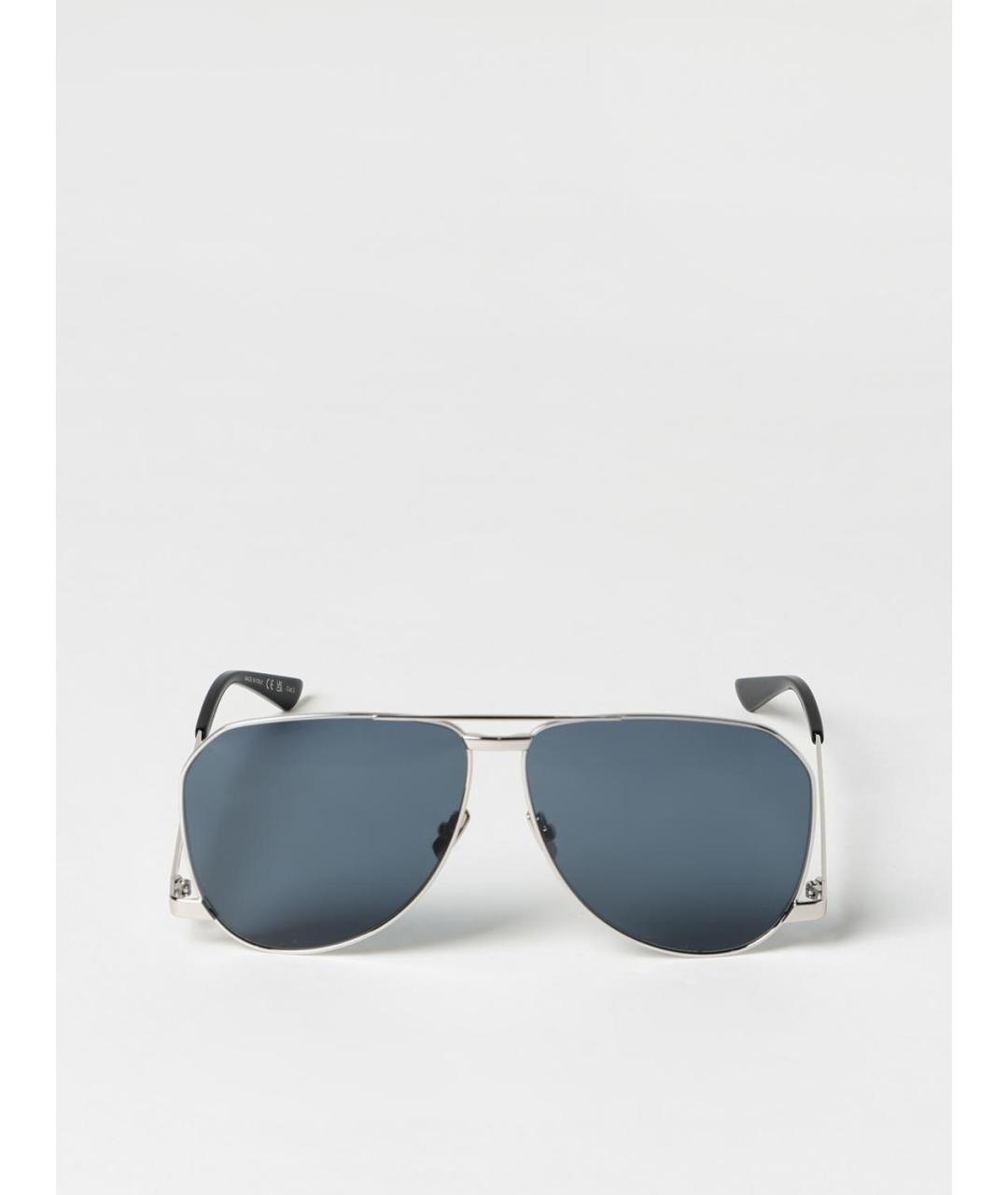 SAINT LAURENT Серебряные металлические солнцезащитные очки, фото 3