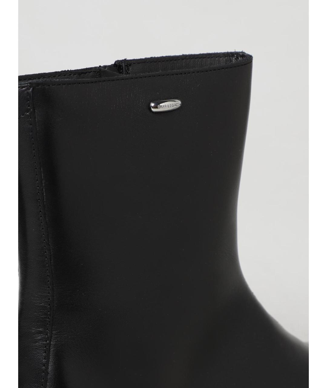 OUR LEGACY Черные кожаные высокие ботинки, фото 4