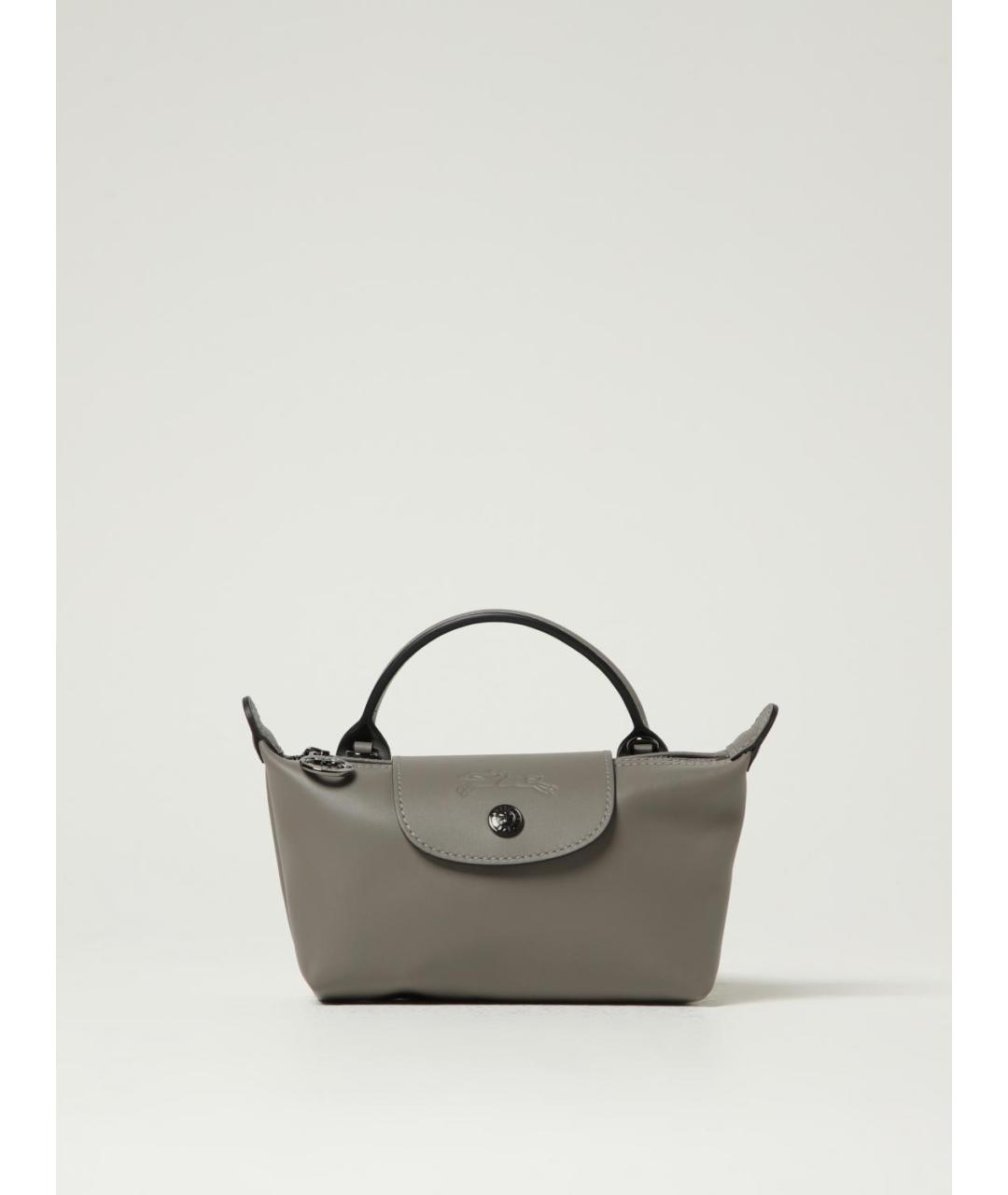 LONGCHAMP Серая кожаная сумка с короткими ручками, фото 4