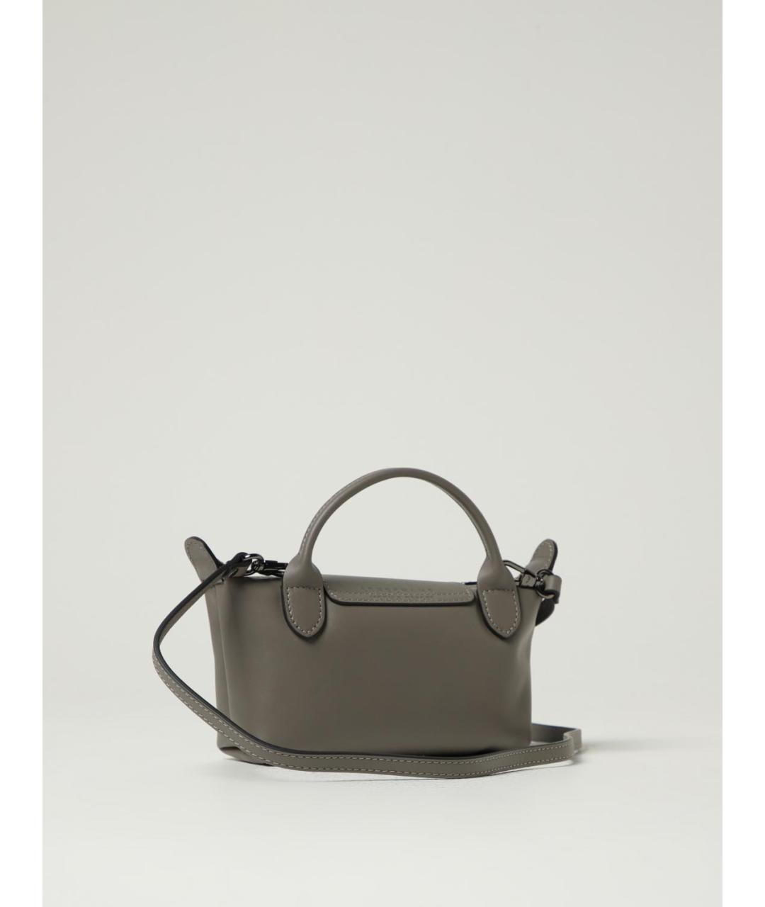 LONGCHAMP Серая кожаная сумка с короткими ручками, фото 2