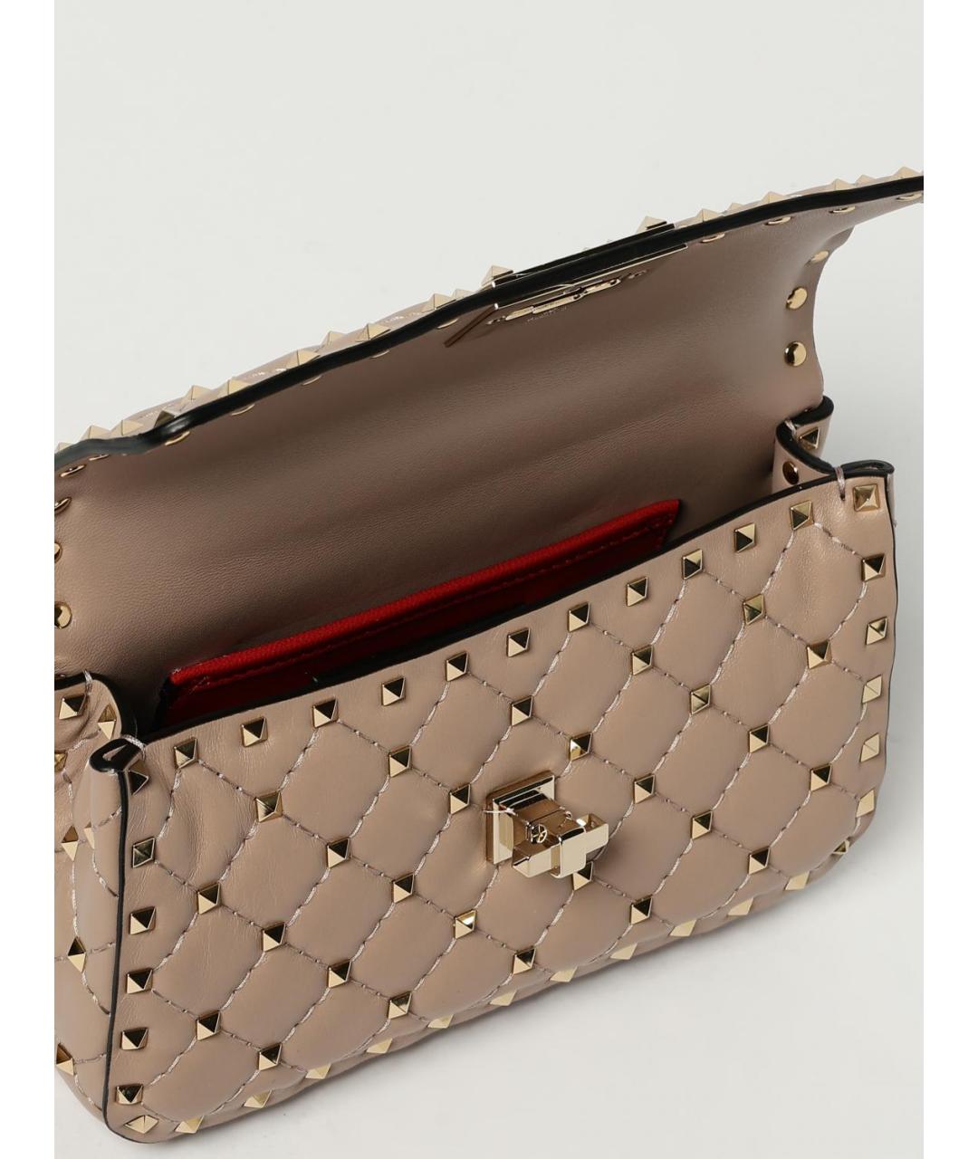 VALENTINO Бежевая кожаная сумка через плечо, фото 5