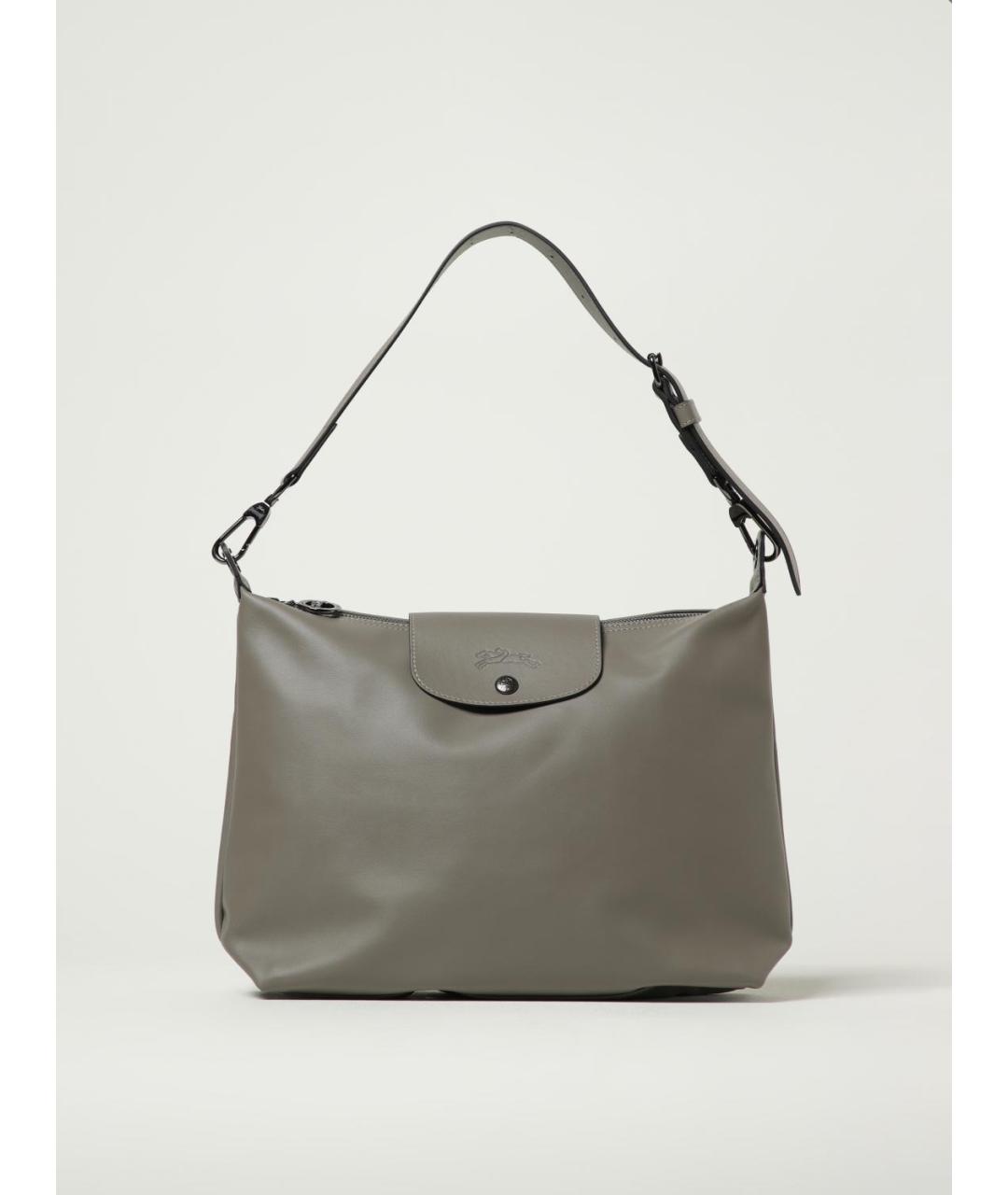 LONGCHAMP Серая кожаная сумка через плечо, фото 4