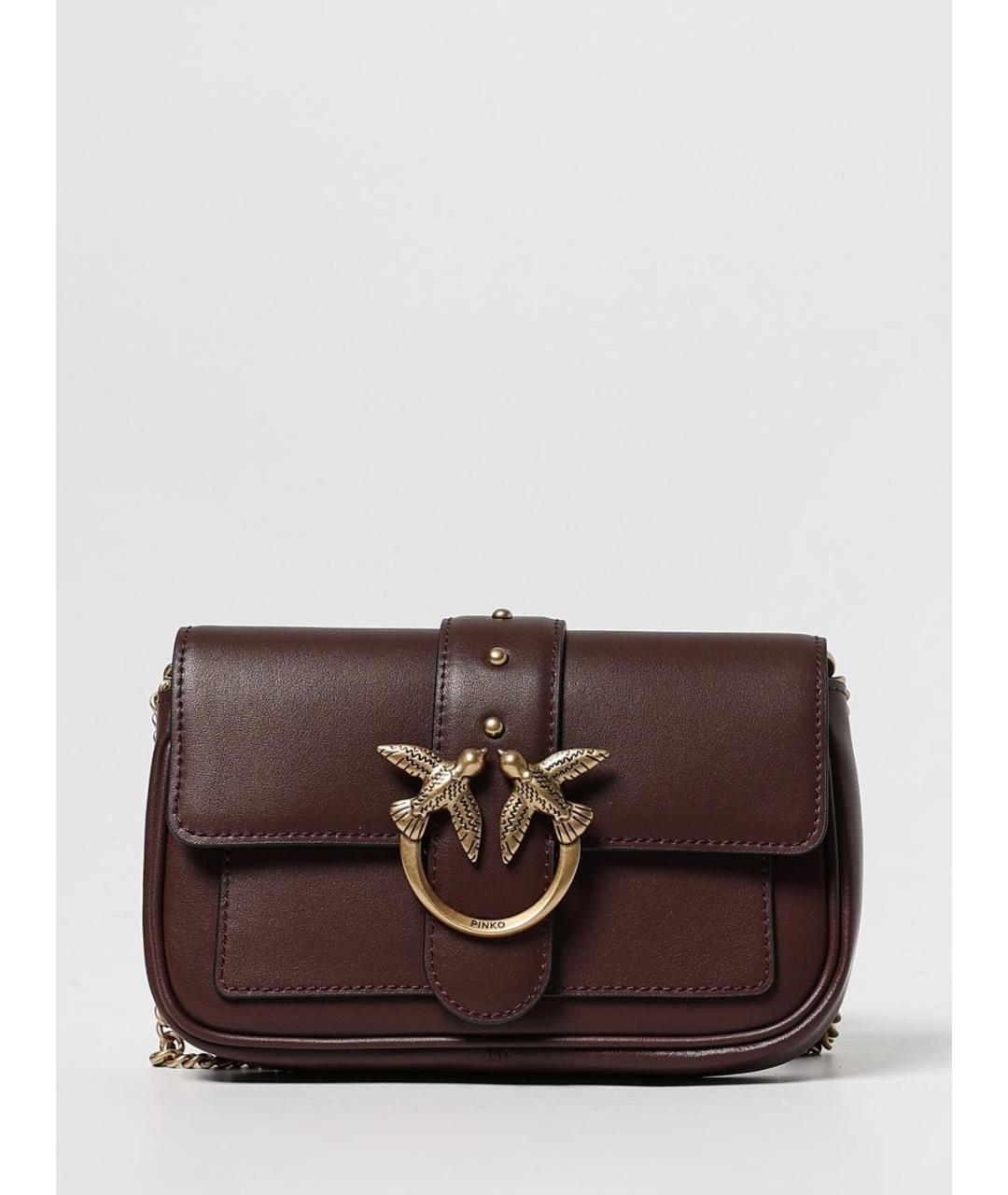 PINKO Коричневая кожаная сумка через плечо, фото 4
